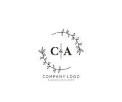 initial CA letters Beautiful floral feminine editable premade monoline logo suitable for spa salon skin hair beauty boutique and cosmetic company. vector
