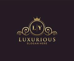 Initial LY Letter Royal Luxury Logo template in vector art for Restaurant, Royalty, Boutique, Cafe, Hotel, Heraldic, Jewelry, Fashion and other vector illustration.