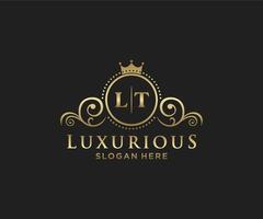 Initial LT Letter Royal Luxury Logo template in vector art for Restaurant, Royalty, Boutique, Cafe, Hotel, Heraldic, Jewelry, Fashion and other vector illustration.