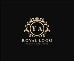 Initial YA Letter Luxurious Brand Logo Template, for Restaurant, Royalty, Boutique, Cafe, Hotel, Heraldic, Jewelry, Fashion and other vector illustration.