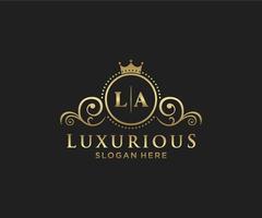 Initial LA Letter Royal Luxury Logo template in vector art for Restaurant, Royalty, Boutique, Cafe, Hotel, Heraldic, Jewelry, Fashion and other vector illustration.