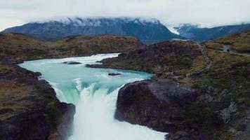 Aerial View Of The Salto Grande Waterfall In Torres Del Paine Park, Chile video