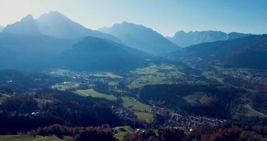 Aerial view of the natural landscapes and mountains around Berchtesgaden video