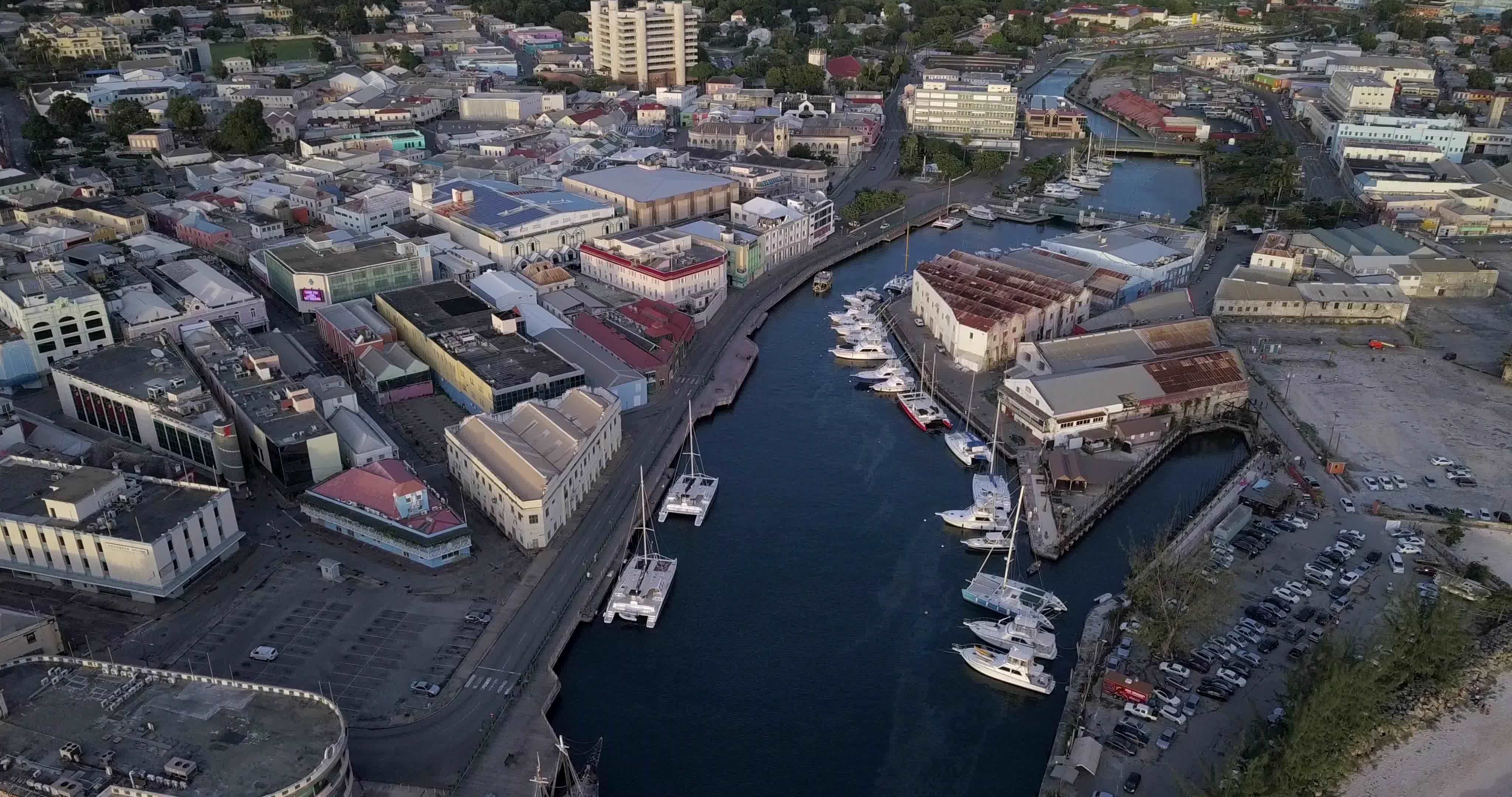 Aerial view of downtown Bridgetown, Barbados 20374131 Stock Video at