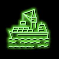 containers loading on ship in port neon glow icon illustration vector