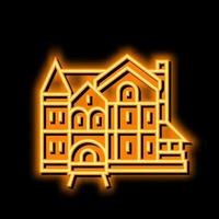 victorian house neon glow icon illustration vector