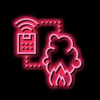 fuego alarma sistema de inteligente hogar neón resplandor icono ilustración vector