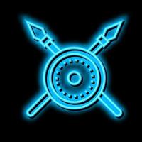 shield and spears ancient rome neon glow icon illustration vector