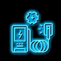 ev charger installation neon glow icon illustration vector