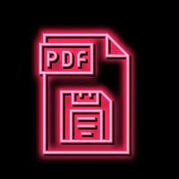 save pdf file neon glow icon illustration vector