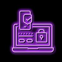 two step authentication neon glow icon illustration vector