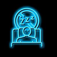 difficulty falling asleep at night neon glow icon illustration vector