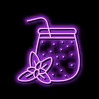 mint smoothie fruit juice food neon glow icon illustration vector