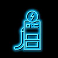 operator refuel car, gas station worker service neon glow icon illustration vector