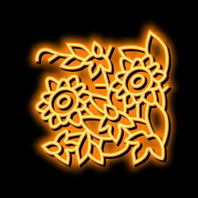 passiflora flower liana neon glow icon illustration
