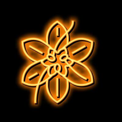 saffron flower bud neon glow icon illustration