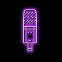 radio mic microphone neon glow icon illustration vector