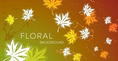 Yellow background with leaves. Autumn illustration. Silhouettes of yellow foliage on a gradient background. vector