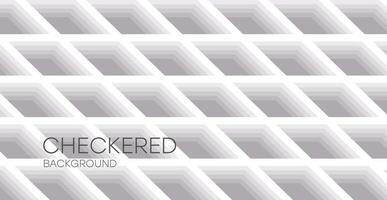 Checkered background in angular perspective. Slanted white squares with shadows. vector