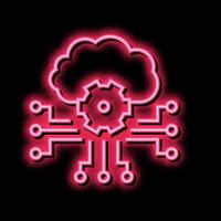 cloud storaging and working neon glow icon illustration vector