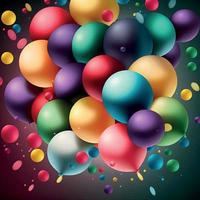 Background with a group of colorful balloons vector