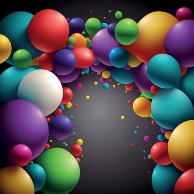Background with a group of colorful balloons