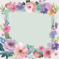 Watercolor flower frame background vector