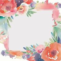 Watercolor flower frame background vector