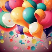 Background with a group of colorful balloons vector