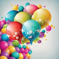 Background with a group of colorful balloons vector