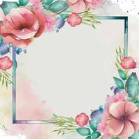 Watercolor flower frame background vector