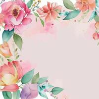 Watercolor flower frame background vector