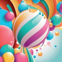 Background with a group of colorful balloons vector