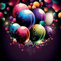 Background with a group of colorful balloons vector