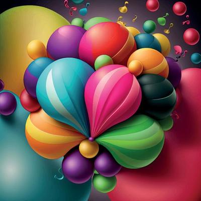 Background with a group of colorful balloons