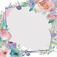 Watercolor flower frame background vector