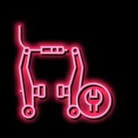 bicycle brake pads cleaning and adjustment neon glow icon illustration vector