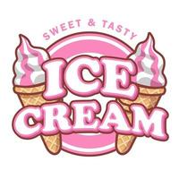 ice cream sweet food logo brand product cartoon style vector illustration editable text effect