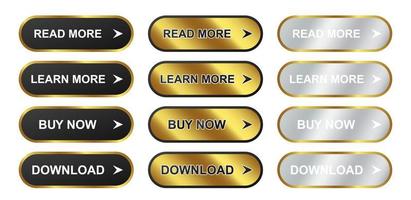 set golden luxury button website design gradient decorate program modern look template vector