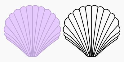 shell clamp oyster purple clip art line art vector illustration design template