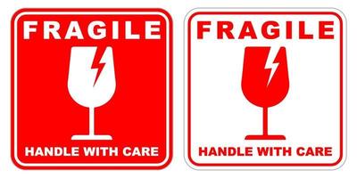 sticker fragile handle with care printable sign symbol for delivery package simple design vector