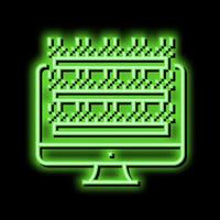 testing computer screen semiconductor manufacturing neon glow icon illustration vector