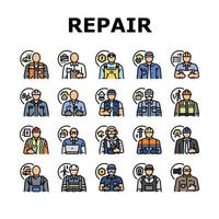 repair worker engineer man icons set vector