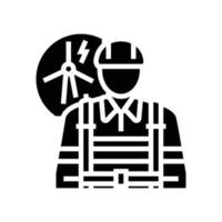 wind turbine technician repair worker glyph icon vector illustration