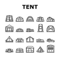 tent vacation travel tourism icons set vector