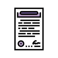 contrato papel documento color icono vector ilustración