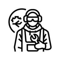 aircraft mechanic repair worker line icon vector illustration