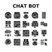 chat bot robot service online icons set vector