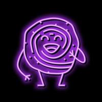 roulade meat character neon glow icon illustration vector