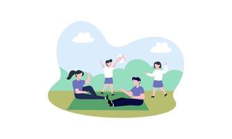 Happy family recreation active illustration. Summer weekend river family vector